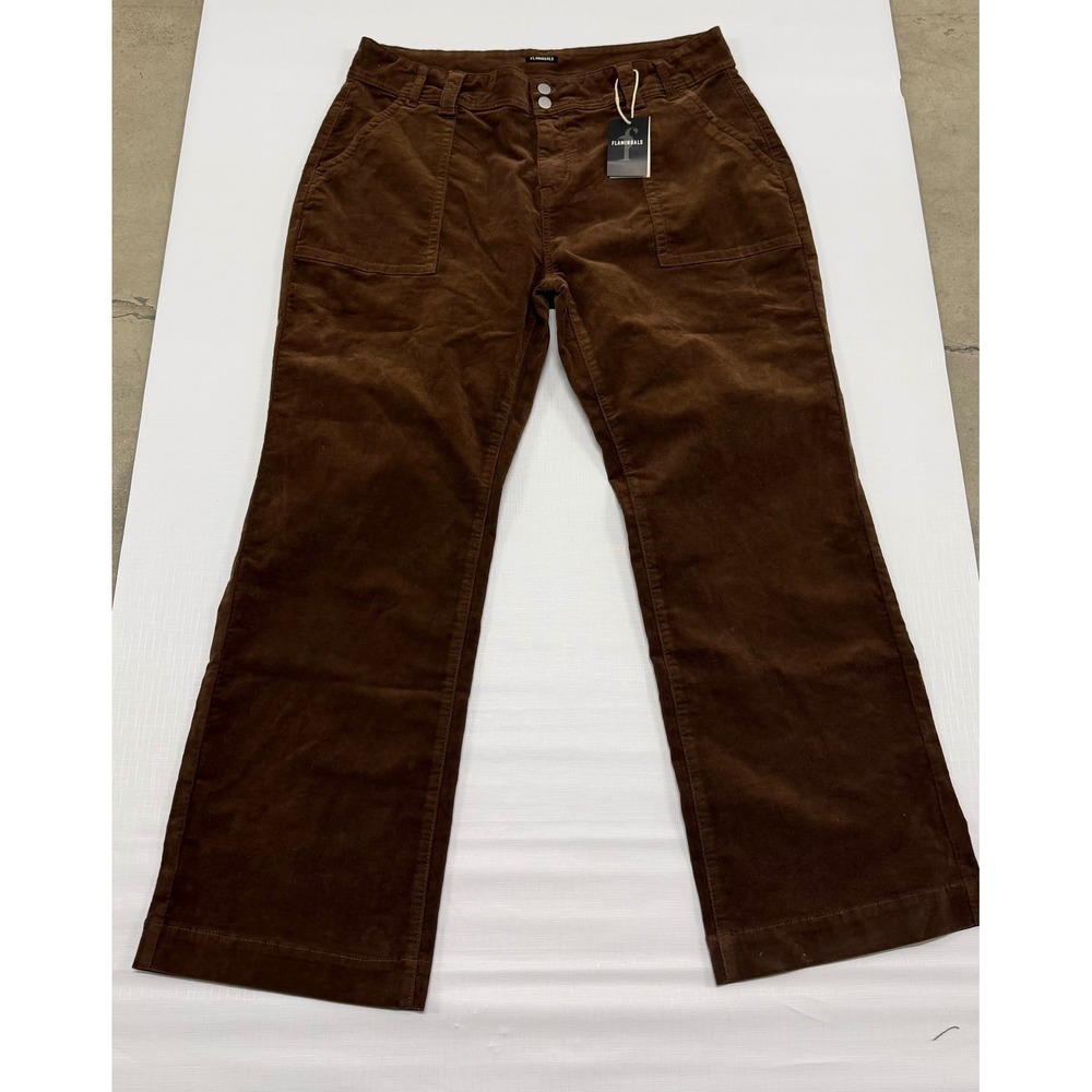 Flamingals Brown Corduroy Patch Pocket Pants 4XL Straight Leg Runs Small Size